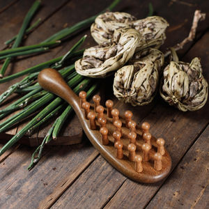 Peine de masaje de cuero cabelludo de sándalo portátil multifuncional, masajeador de cabeza de cuero cabelludo, cepillo Gua Sha para mujeres y hombres, crecimiento del cabello - Product Image 1