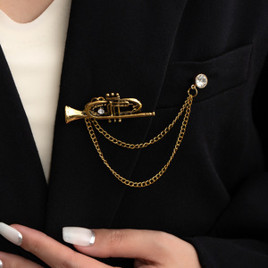 Broche <span class=keywords><strong>de</strong></span> Trompeta Vintage para <span class=keywords><strong>Hombre</strong></span>, Pin <span class=keywords><strong>de</strong></span> Solapa para Traje Chapado en <span class=keywords><strong>Oro</strong></span> y Plata Antiguo con <span class=keywords><strong>Cadena</strong></span> <span class=keywords><strong>de</strong></span> Diamantes <span class=keywords><strong>de</strong></span> Imitación, 2 Colores - Product Image 1
