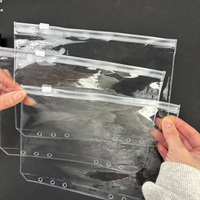 Remplissage populaire Ziplock 6 trous poche d'économie d'argent Enveloppes de trésorerie transparentes durables A6 sac de rangement à feuilles mobiles sac à fermeture éclair en PVC