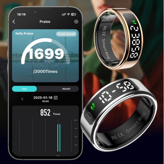 Smart Wireless Charging BT Ring Smart Ring R11 Health Monitoring LED Screen Display Touch Remote Control Step Meter Smart Ring