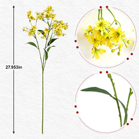 Bunga Anggrek Oncidium Plastik Campuran Buatan Warna Kuning, Bunga Palsu untuk Dekorasi Pernikahan, Rangkaian Bunga, Vas Rumah, dan Dekorasi Meja