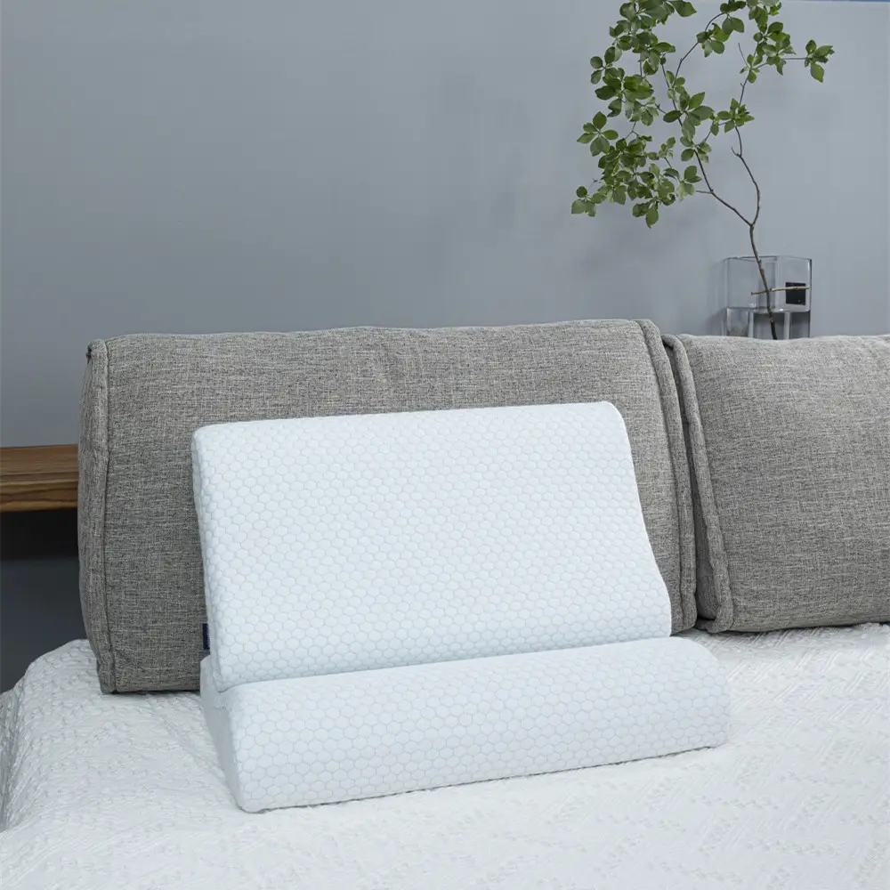 Almohada rectangular de espuma viscoelástica para cuello, tela de punto no tóxica