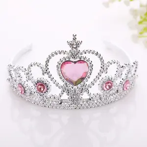 Hot sale cheap princess tiaras children plastic acrylic bridal crowns headwear magic wand