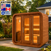 Sauna extérieur en bois de cèdre rouge, style traditionnel Kaitong, pour 2, 4 ou 6 personnes, en bois de pruche, avec foyer électrique.