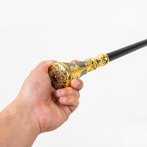 Bastón <span class=keywords><strong>de</strong></span> Lujo Dorado y Negro con Mango Redondo <span class=keywords><strong>de</strong></span> <span class=keywords><strong>Flor</strong></span>, Elegante Bastón Decorativo para Fiesta, Bastón con Pomo Elegante <span class=keywords><strong>de</strong></span> 93cm - Product Image 6