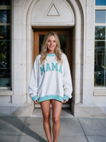 Sweater Wanita OEM Mock Neck Garment Dyed Color Block 100% Katun Fleece Oversized Pullover Jumper
