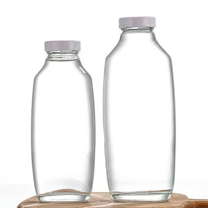 Vente en gros de flacon plat vide de 250ml 350ml 500ml bouteille en verre de jus de fruit frais de café infusé à froid avec couvercles bouteille de boisson de vin de whisky - Product Image 2