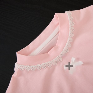 <span class=keywords><strong>Camiseta</strong></span> de manga corta para niños, Top con dobladillo con volantes, ropa exterior de algodón y Lycra para niñas, estilo occidental, estilo coreano, primavera/verano - Product Image 2