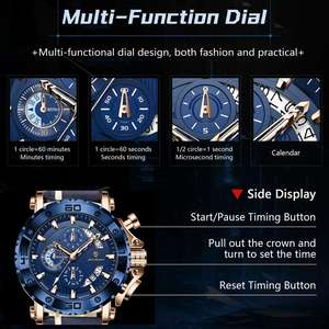 POEDAGAR 892 Reloj de Pulsera con Precio de Mayoreo, Manecillas Luminosas, Correa de Cuero Impermeable, Visualización de Fecha, Relojes de Pulsera para Hombre, Reloj, Montre - Product Image 5