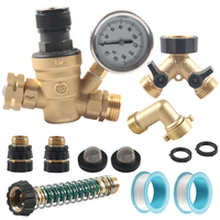 Kit de Válvula Reguladora de Presión de Agua para RV de 3/4'', Ajustable, de 10 Piezas, Tipo Empuje Manual, de Latón sin Plomo, para Autocaravanas