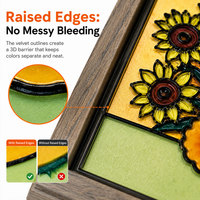 Kit de Peinture 3D en Velours Tournesol WingArt, Ensemble de Dessin Floqué DIY avec Cadre et 8 Peintures Acryliques, Cadeau Artistique et Artisanat pour Enfants