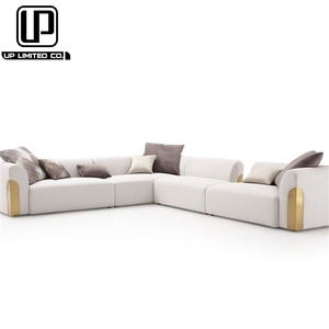 Sofá Modular de 3 Plazas de Cuero Genuino Blanco, Diseño Elegante y Moderno Estilo Turco para Sala de Estar, Tapizado en Terciopelo - Product Image 2