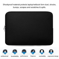 Housse pour ordinateur portable 15,6 pouces, étui en néoprène résistant aux chocs avec poche pour port de charge, fermeture éclair lisse pour Dell HP pour Acer Notebook