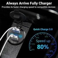 Prise de chargeur Type C 12V-24V QC3.0 avec double port USB C 60W et triple prise USB avec interrupteur tactile, chargeur rapide pour voiture, bateau, marine