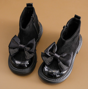 Fashion Ankle Pu Leather <b>Sock</b> Short Boot Anti-slippery TPR Hard Sole Kid Shoes Girl Boots - Product Image 3