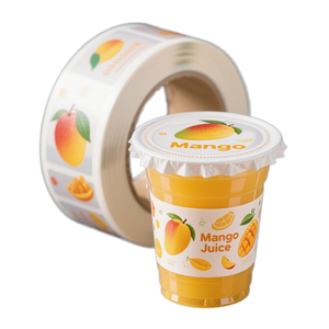 <span class=keywords><strong>Film</strong></span> de scellage personnalisé pour gobelets en plastique de jus de mangue, <span class=keywords><strong>film</strong></span> de couvercle en rouleau pour l'emballage de gobelets de gelée pour l'industrie des boissons - Product Image 1