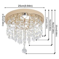 Plafonniers LED modernes en acier inoxydable avec petits cristaux, Ra90 IP20, garantie 2 ans, pour chambre, couloir, allée, balcon, lustre