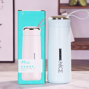 New Arrival Promotional Gifts Macaron 400 ML Sports Water Bottle PP+<strong>Glass</strong> Travel <strong>Drinking</strong> Flask With Lifting Rope