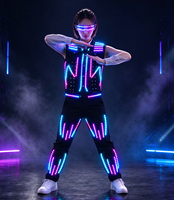 Ensemble veste et pantalon lumineux à LED programmables RGB, lunettes lumineuses, vêtements de scène unisexes, tenue de danse, DJ, festival, fête