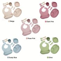 Usine Écologique Sans BPA Enfants Vaisselle Bébé Led Sevrage Toddler Plaque Aspiration Silicone Bébé Alimentation Ensemble