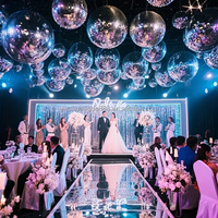 Décoration suspendue boule disco de mariage TGYW, boule miroir scintillante de 15 cm à 50 cm pour plafond et table, décoration de mariage en argent rose