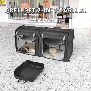 Qbellpet - Transportín Portátil 2 en 1 de Nailon para Mascotas con Cierre de Cremallera para Perros Medianos y Gatos Grandes, Juego de Jaulas Dobles Ecológicas para Viajes - Product Image 2