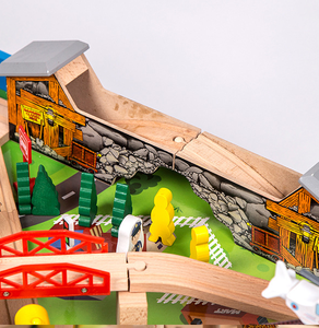 Rail en bois naturel Montessori, 108 pièces, avec ensemble de <span class=keywords><strong>Table</strong></span>, jouet de construction écologique pour enfants - Product Image 6