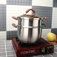 Olla alta de acero inoxidable para cocinar sopa, recipiente de acero inoxidable de alta calidad con vaporizador
