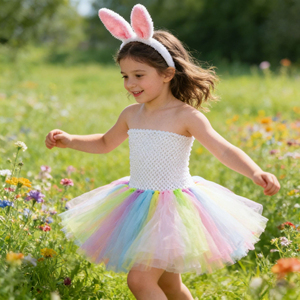 <strong>Halloween</strong> <strong>Costume</strong> <strong>Toddler</strong> <strong>Girls</strong> Easter Bunny Tutu Dress Pink Sleeveless Tulle Cosplay Party <strong>Costume</strong> with Headband Carrot Bag - Product Image 3