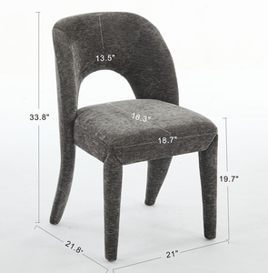 Ensemble de 2 chaises de salle à manger modernes en chenille grise imperméables avec dossier pour la maison, le bureau et l'appartement - Product Image 6