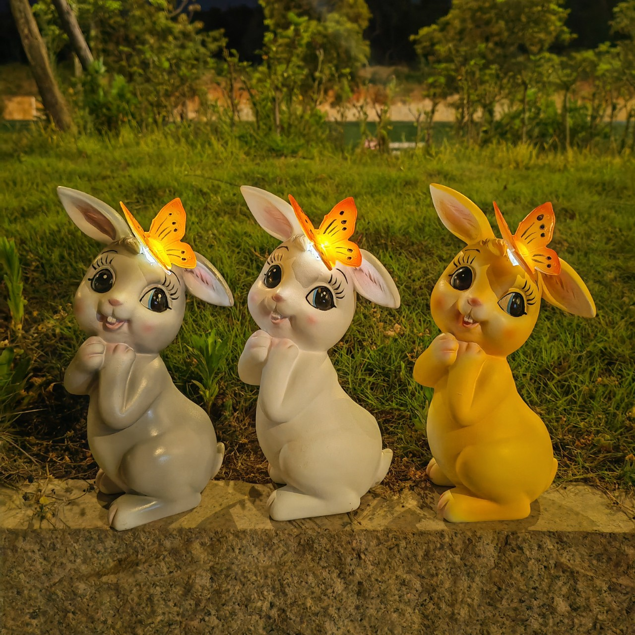 Resin Rabbit Decoration, Kawaii Epoxy Resin Luminous Mini, Cartoon Rabbit Miniature, Figurines Landscape Home Decoration, Decor Accessories