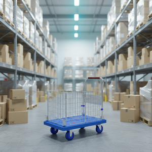 Carro de plataforma plana de malla de plástico industrial plegable de alta resistencia 400 kg, carrito de <span class=keywords><strong>mano</strong></span> portátil con valla, OEM, para supermercado, recolección y basura - Product Image 3