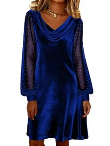 Vestido de malla con cuello en V y color liso para mujer, estilo europeo y americano, nueva colección primavera 2026 - Product Image 2