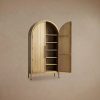 Armoire de chambre de luxe en chêne Sovereign Modern American Heritage, à 2 portes cintrées cannelées, ensemble de placard pour vêtements