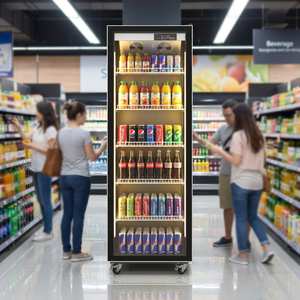 Congélateur vertical de supermarché YINZHENG à refroidissement par air, vitrine réfrigérée à porte vitrée pour boissons, équipement de réfrigération personnalisé - Product Image 1