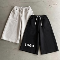 Shorts de sport pour homme YITE en coton personnalisé, coupe Bermuda 3/4, en molleton bouclette de haute qualité, style oversize, pour la course et la gym