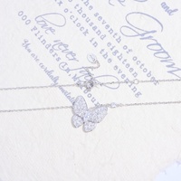 Collier papillon en argent sterling S925 avec zircon, style doux, chaîne plaquée électrolytiquement longueur clavicule X040