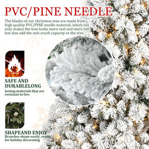 <b>Christmas</b> <b>Tree</b> with Premium PVC Needles and 1964 Branch Tips, Pre-Lit <b>Snow</b> <b>Flocked</b> Hinged Pine <b>Tree</b> with Solid Metal Stand - Product Image 4
