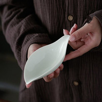 Cuillère à thé en céramique en forme de feuille, style japonais, pour cérémonie du thé, accessoire pour thé vert et blanc
