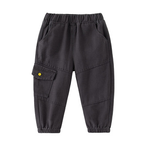 Pantalon de jogging en coton d'automne et d'hiver pour garçons Design <span class=keywords><strong>cargo</strong></span> chaud à la mode avec grandes poches Ceinture élastique Vêtements confortables - Product Image 2