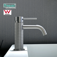 Robinet de lavabo haut de gamme Frascio en laiton chromé et acier inoxydable 304, design moleté, montage sur plan, pour salle de bain moderne