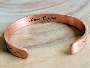 Best Selling Engraved <b>Copper</b> Magnetic Cuff <b>Bracelet</b> with Zigzag Design Adjustable Jewelry for <b>Men</b> and Women Available for Sale - Product Image 5