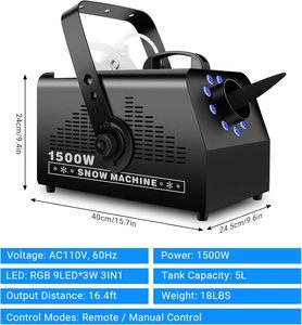 1500 Wát sản lượng cao điều khiển từ xa tuyết MAKER máy với RGB LED ánh sáng cho sân khấu và giáng sinh bên - Product Image 4