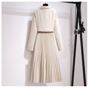 OUDINA <span class=keywords><strong>Abbigliamento</strong></span> Femminile Francese, <span class=keywords><strong>Elegante</strong></span> Vestito Lungo <span class=keywords><strong>Casual</strong></span> Plissettato con Cintura, Taglie Forti, Abito Blazer per Donne - Product Image 6
