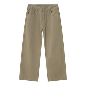 Lo último en pantalones vaqueros holgados marrones de estilo callejero para hombre, pantalones vaqueros pesados lavados ligeros de cintura media, corte recto de Primavera de calidad para invierno - Product Image 4