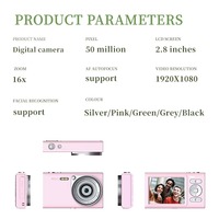 Appareil photo numérique compact 4K pour enfants avec zoom 16x et anti-tremblement, écran 2,8 pouces 180° °   Écran rabattable pour les enfants de 6 à 13 ans, avec carte MicroSD incluse