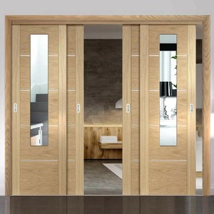 Portes coulissantes en bois massif de style français en acajou avec insert en verre pour villa de conception moderne - Product Image 4