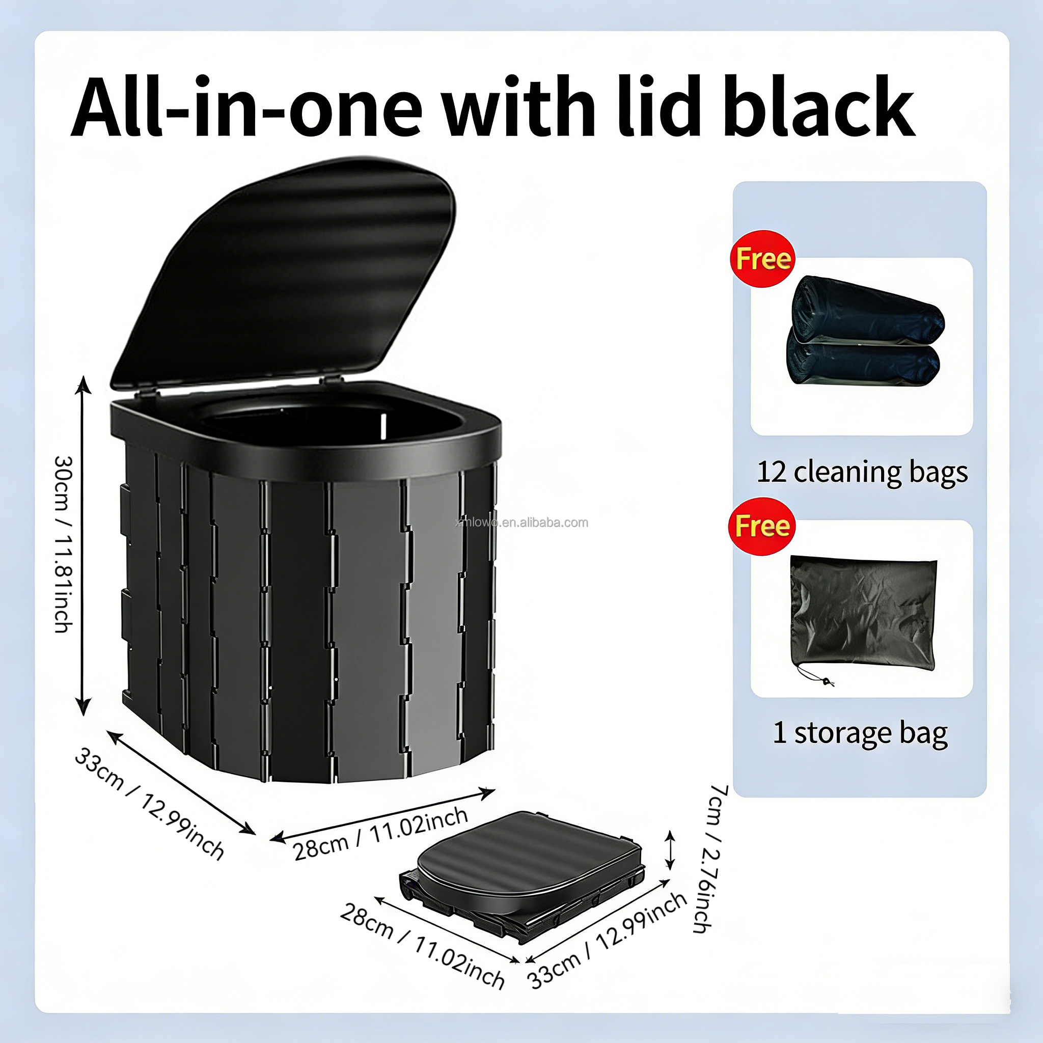 3-TUTTO-IN-UNO CON COPERCHIO [NERO] (CON 12 SACCHETTI PER LIMOGGIO)
