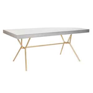 Tavolo da Pranzo in MANGO e OTTONE 180X90X76 BIANCO ROMBO - Product Image 3