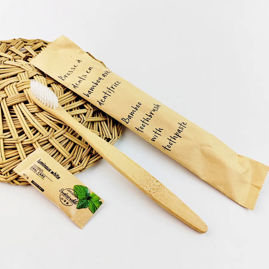 Kustom Logo 100% bambu alami organik Biodegradable sikat gigi untuk dewasa dan anak-anak